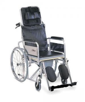 Deluxe Reclining Wheelchair with Commode
